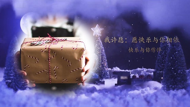 圣诞夜幕氛围雪花粒子飞舞节日祝福1预览图
