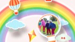 彩虹雨中漂浮上升的六一儿童节展示3缩略图