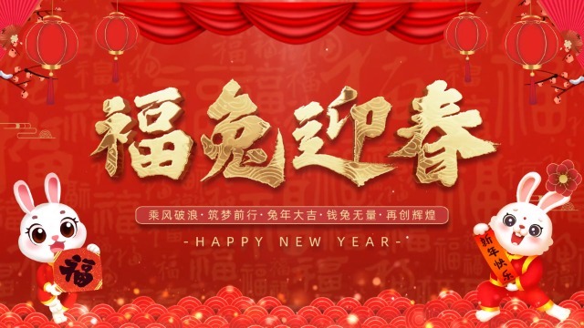 红色喜庆新春拜年视频2预览图