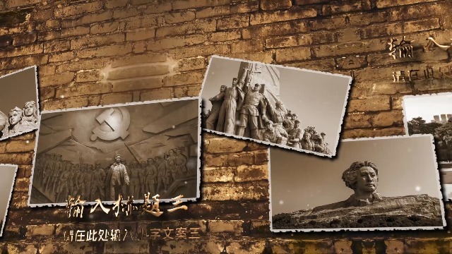 复古砖墙71建党节100周年历史回顾事件照片墙3预览图