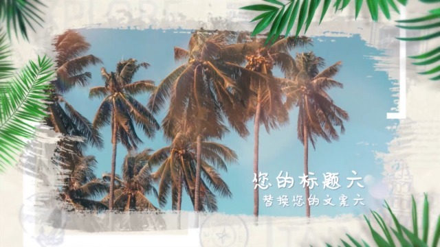 在热带棕榈叶装饰中涂抹出现的假期照片3预览图
