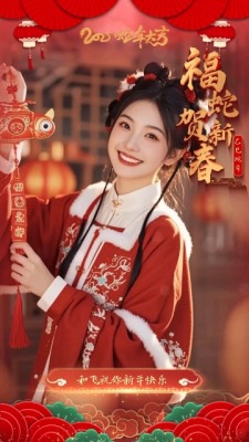 福蛇贺新春图片祝福竖版1预览图
