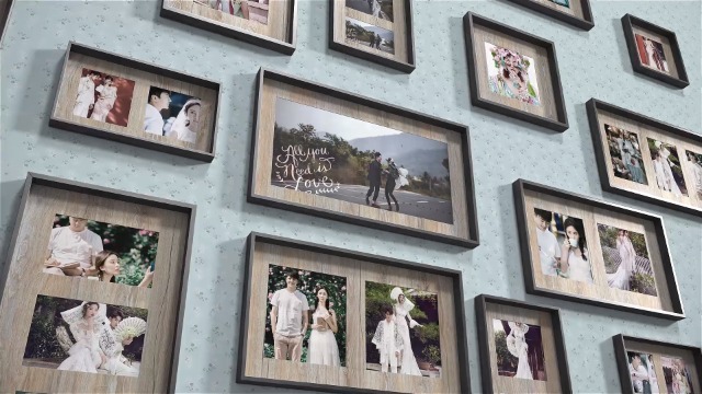 优雅又令人感动的婚礼相框照片墙展示1预览图