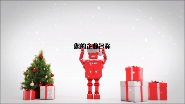 可爱的机器人在雪中为你带来美好的圣诞节祝福0预览图