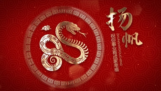 剪纸蛇年新年祝福拜年视频1预览图